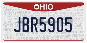 JBR5905  license plate in OH