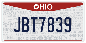 JBT7839  license plate in OH