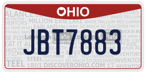 JBT7883  license plate in OH