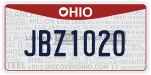 JBZ1020  license plate in OH