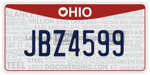 JBZ4599  license plate in OH