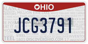 JCG3791  license plate in OH