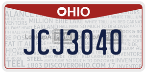 JCJ3040 license plate in Ohio