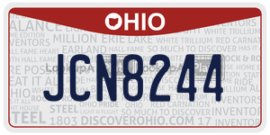 JCN8244  license plate in OH