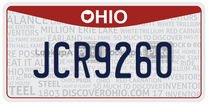 JCR9260 license plate in Ohio