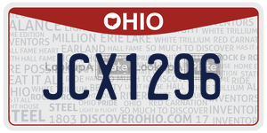JCX1296  license plate in OH