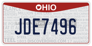 JDE7496 license plate in Ohio