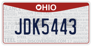 JDK5443 license plate in Ohio