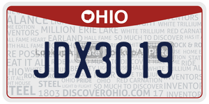 JDX3019  license plate in OH