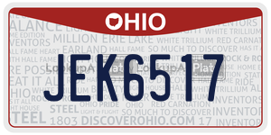 JEK6517 license plate in Ohio
