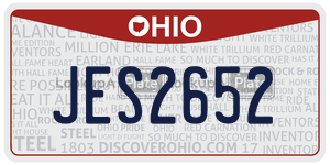 JES2652 license plate in Ohio