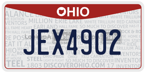 JEX4902 license plate in Ohio