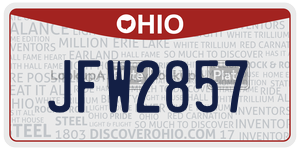 JFW2857  license plate in OH