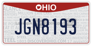 JGN8193  license plate in OH