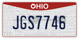 JGS7746  license plate in OH