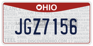 JGZ7156 license plate in Ohio