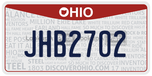 JHB2702 license plate in Ohio