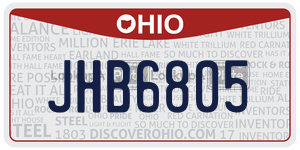 JHB6805 license plate in Ohio