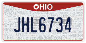 JHL6734  license plate in OH