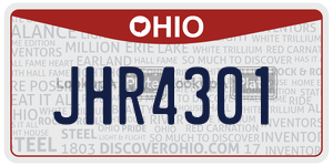 JHR4301  license plate in OH