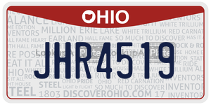 JHR4519 license plate in Ohio