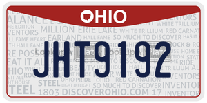 JHT9192 license plate in Ohio