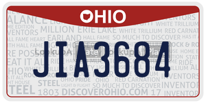 JIA3684  license plate in OH