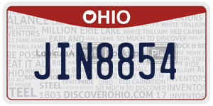 JIN8854 license plate in Ohio