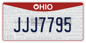 JJJ7795 license plate in Ohio