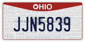 JJN5839 license plate in Ohio