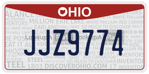 JJZ9774 license plate in Ohio