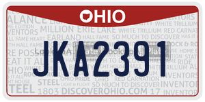 JKA2391 license plate in Ohio