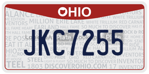 JKC7255  license plate in OH