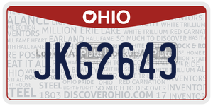 JKG2643  license plate in OH