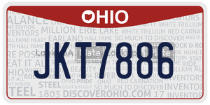 JKT7886 license plate in Ohio