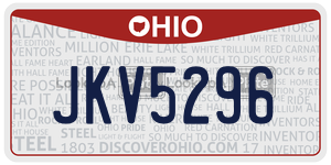 JKV5296  license plate in OH