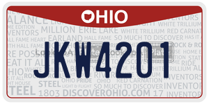 JKW4201 license plate in Ohio