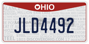 JLD4492 license plate in Ohio