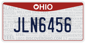 JLN6456  license plate in OH