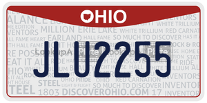 JLU2255 license plate in Ohio