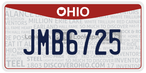 JMB6725 license plate in Ohio