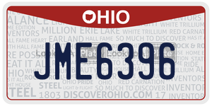 JME6396 license plate in Ohio