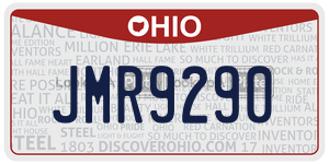 JMR9290  license plate in OH