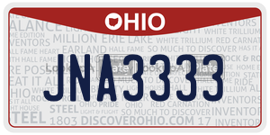 JNA3333 license plate in Ohio
