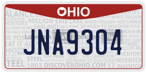 JNA9304 license plate in Ohio