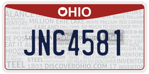 JNC4581  license plate in OH