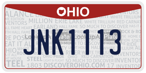 JNK1113 license plate in Ohio