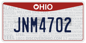 JNM4702  license plate in OH