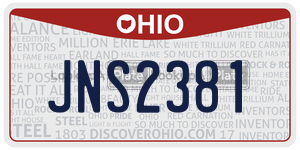 JNS2381  license plate in OH