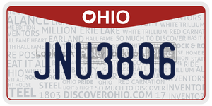 JNU3896 license plate in Ohio